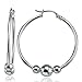 Hoops & Loops - Sterling Silver Beaded Ball Click Top Hoop Earrings in Sterling Silver