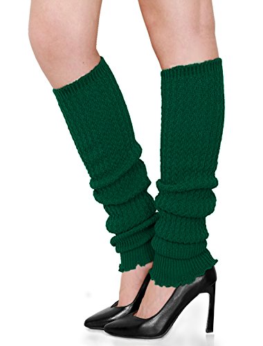 uxcell Ladies Knitted Design Over Knee Toeless Leg Warmers Green