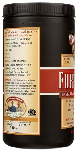 Barlean\'s Forti-Flax Organic Flaxseed, Ground Whole Raw Seeds, Omega-3 Supplement with Lignans and Dietary Fiber, Bulk Ground Flax Seed, 16 oz, 2 Pack