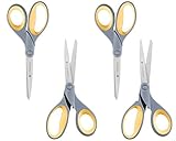 Westcott 13901 8 in. Straight Titanium Bonded Scissors, Grey/Yellow, 4 Per Pack
