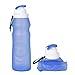 Lumenon Set of 2 Collapsible Silicone Water Travel Camping Bottles- Sports Camping Canteen 550ml 18.9oz. - Easy to Clean and Store