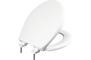 Bemis 790TDGSL 000 Commercial Heavy Duty Front Plastic Toilet Seat with Cover Will Slow Close, Never Loosen & Reduce Call-Backs, Round, White
