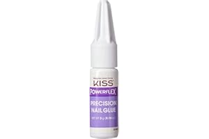 KISS PowerFlex Precision Nail Glue - Fast Drying Adhesive for Glue-On Nails & Repairs with Precision Tip Nozzle, Ideal for Tips & Wraps, Net Wt. 0.10 oz (3g)