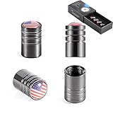 DSYCAR US American Flag Style Logo - Bike Motorcycle Car Tires Valve Stem Caps for Car styling Decoration - 4Pcs/Box - Black -
