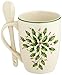 Lenox Holiday Cocoa Mugs with Spoons, Ivory, Set of 2
