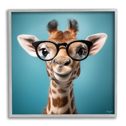 Stupell Industries Giraffe with Glasses Framed Giclee Art by Roozbeh