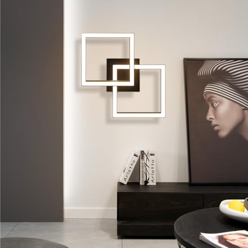 Homefire LED Ceiling Light, Kitchen, 24 W, Kitchen Lamp, Black, Living Room Lamp, Modern Design, Hallway Lamp, Warm White, Hallway, Bedroom Lamp, Square, for Living Room, Bedroom | Living Room Lamp Modern Design Hallway Lamp Warm White Hallway Bedroom Lamp Square Ceiling Lighting for Living Room Bedroom