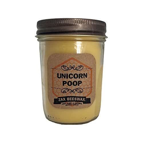 Unicorn Poop Scented Beeswax Mason Jar Candle 8 oz Handmade