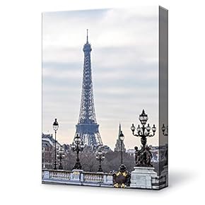 Canvas Wall Art Eiffel Tower Canvas Painting Wall Poster Decor for Living Room Wooden Framed Home Decorations - 12x18 inches
