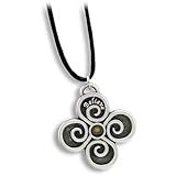 Spiral Cross and Mustard Seed Pendant - Faith Moves Mountains - 22 inch Black Cord