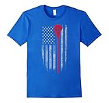 Men's Lacrosse American Flag T-Shirt - Lacrosse Stick Flag T Shirt Small Royal Blue