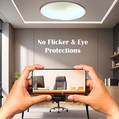 Aishini Modern 40w, White Only - 6500K White LED Ceiling Lights <2500 Lumen, Long Life 15000 Hrs Round Shape Flush Mount (37.5cm) Flat Ceiling Lights for Bedroom, Dining, Closet, Laundry, Bathroom