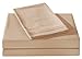 Honeymoon 1800 Brushed Microfiber Embroidered Bed Sheet Set, Ultra Soft, Queen - Tan