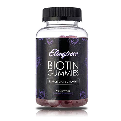 Biotin gummies 5000mcg per serving - 90 gummies per bottle - Biotin helps hair growth - Grow longer hair with biotin vitamins by Elongtress