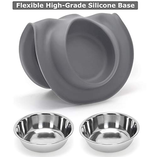 Kulmeo Double Dog Bowl Cat Food Bowls Stainless Steel Dog Food and Water Bowls with Non Skid Silicone Mat Spill Proof… - Image 7