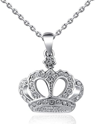 Jisela Classic Crown Rose Gold Platinum Plated Fashion Women Jewelry Crystal Pendant Necklace