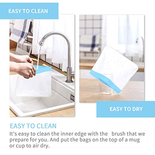 sherry Reusable Food Storage Bags,10 Pack Reusable Ziplock Bags Bread Box Set (4 Reusable Snack Bags 4 Reusable Lunch Bags 2 packs Gallon Freezer Bags) - Thumbnail 5