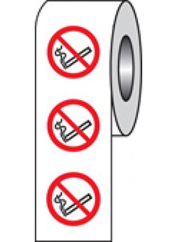 Caledonia Signs 59763 No Smoking Label, 75 mm Diameter (Pack of 100)