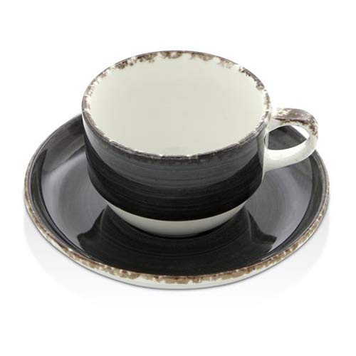 Fine Dine 775103 Onyx Cup with Saucer, 230mL Capacity,