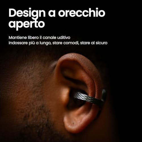 Up Cuffie Bluetooth, Auricolari Open-Ear Wireless con Controllo Touch, Resistenza all’Acqua IPX4 e al Sudore, Riduzione Rumori con AI, Ideali per Sport e Corsa,Compatibili con Android e iPhone
