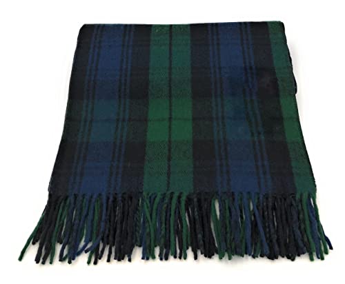 Tartan Tweeds of Scotland Modern Scottish tartan Knee blanket / Rugs - 100% Irish Soft Wool - Throw plaid Outdoor Blanket – 190 cm X 78 cm (Black Watch)