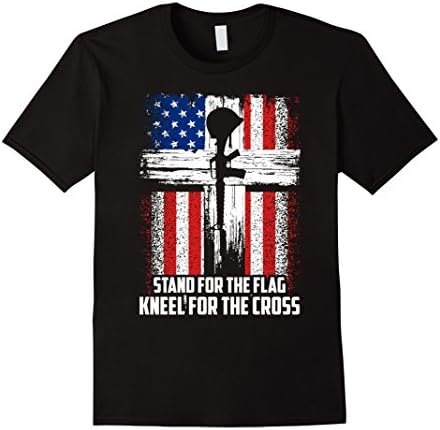 Men's Stand For The Flag Kneel For The Cross T-Shirt XL Black