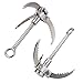 DEWEL Grappling Hook Outdoor Survival Gravity Carabiner with 3 Folding Sawtooth Claws Multi-function Collapsible Stainless Steel Anchor for Climbing, Hiking, or Tree Limb Removal