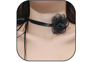 Gothic Flower Lace Choker Camellia Lace Velvet Necklace for Women Long Ribbon Floral Necklace Lace Flower Bow Bride Wedding P