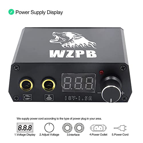 Tattoo Power Supply Kit, WZPB Digital Tattoo Machine Power Supply with
