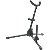Hamilton Alto/Tenor sax Stand, Black, includes Flute/Clarinet peg | Stable Tripod Base, Detachable Peg, Keep Your Instrument Upright