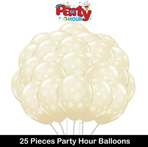 Party Hour Amazing Quality Latex Balloons for Happy Birthday, Baby Shower, Wedding, Anniversary Decoration- Pack of 25 Pieces (Snowflake)
