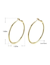 Aretes de aro chapados en oro de 18 quilates, aretes redondos