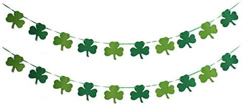 JINSEY Felt Shamrock Clover Garland Banner for St. Patrick's Day Decorations Lucky Green Hat Bunting for Party Suppliers Home Mantel Decor