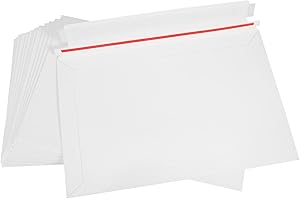 TOVINANNA Self-Sealing Flat Cardboard Photo Envelopes 15Pcs White Mailers for Small Business Document and