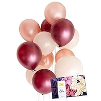 Burgundy Rose Gold Cream Latex Party Balloon Decoration 30 x Tough 12" Hen Bridal Wedding Birthday Party Baby Shower Photobooth, Backdrop, Balloon Arch - by TOKYO SATURDAY (Burgundy Rose, 30)