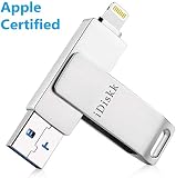 IDISKK 256GB USB Flash Drive for iPhone 11 10 XR XS Max iPad Backup Videos Photo Stick External Storage for New ipad pro pc MacBook with Touch id encryption,MFI Certified