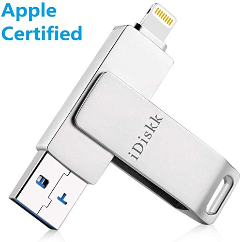 IDISKK 256GB USB Flash Drive for iPhone 11 10 XR XS Max iPad Backup Videos Photo Stick External Storage for New ipad pro pc MacBook with Touch id encryption,MFI Certified