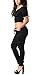 Coutgo Womens Casual stretch drawstring skinny pants cargo jogger pants (XXXL, black)