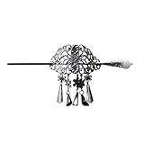 Frcolor Hair Clip with Stick, Vintage Carved Hair Fork Hair Slider Thru Hair Barrette Clip with Stick