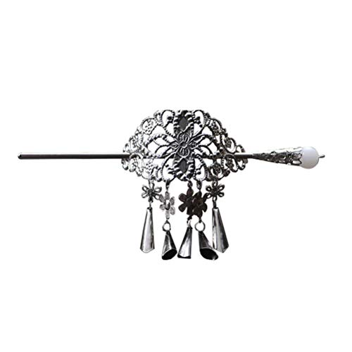 Frcolor Hair Clip with Stick, Vintage Carved Hair Fork Hair Slider Thru Hair Barrette Clip with Stick