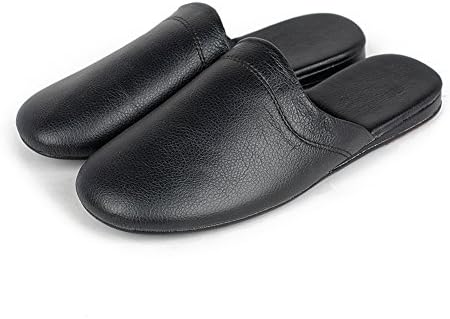 Maylian Soft Faux Leather Slippers Low Heels Indoor House Shoes for Men