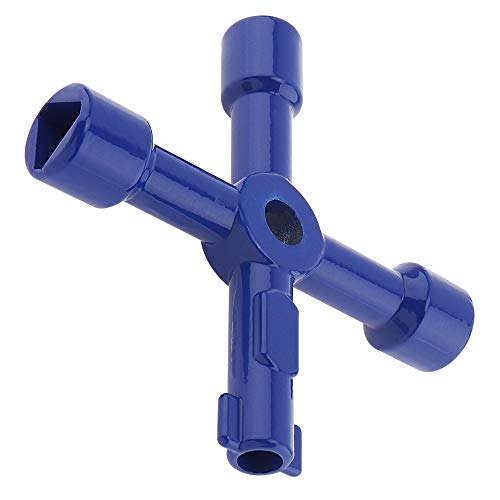 ChgImposs Multi-function Key Wrench, 4 In 1 Universal Inside Cross Triangle Plumber Blue Key Wrench for Electric Control Cabinet Train Elevator