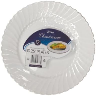 Classicware Dinnerware Shrink Wrapped Plastic Plates, 10.25-Inch, White (144-Count)