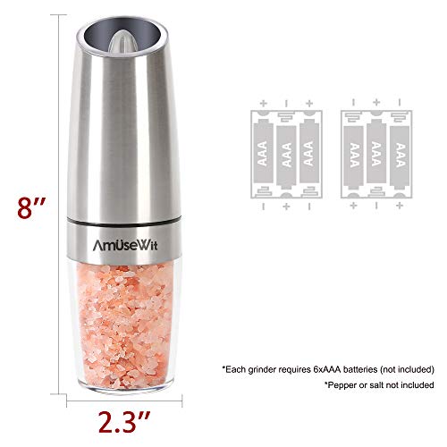 Gravity Electric Salt and Pepper Grinder Set【White Light】 Battery