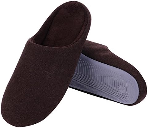 Unisex Fuzzy House Slippers Casual Winter Warm Home Shoes Memory Foam Indoor Slippers Coffee-X