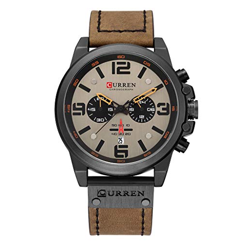 Curren Mens Watches Sport Waterproof Calendar Leather Chronograph Quartz Watch Under 20 - Thumbnail 5