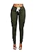OLUOLIN Womens Solid Color Stretch Drawstring Skinny Pants Cargo Joggers Size S Green