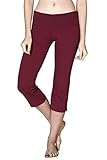 2LUV Women's Capri Leggings With Flare Bottom Burgundy L (8143)