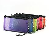 6 Pieces Multi Color Mesh Design Zipper Make Up Bag for Ladies