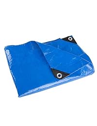 Lonas impermeables resistentes de 20 "x25": lona azul multiuso, protección UV con ojales, bordes reforzados y paracord de nylon para refugio de lluvia al aire libre, cubierta de tierra, barco, RV o cubierta de piscina